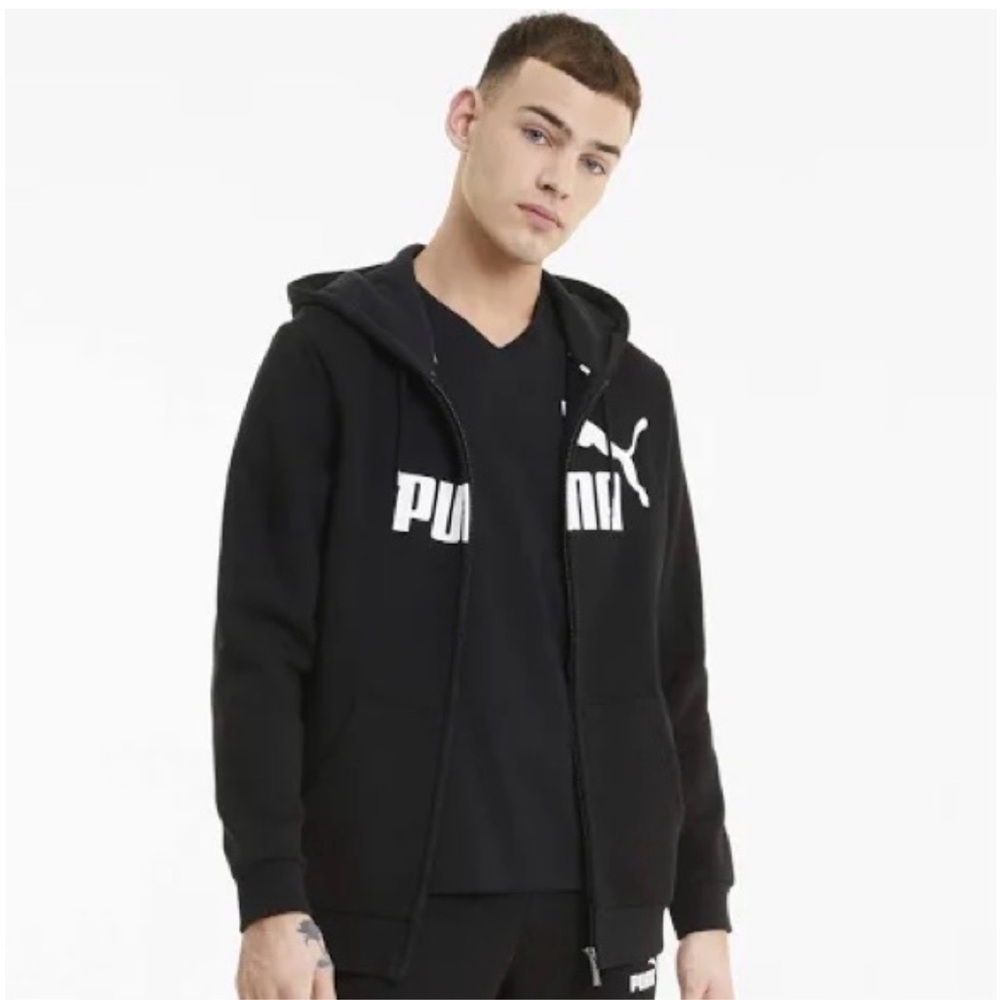 Puma Black and White Logo Hoodie